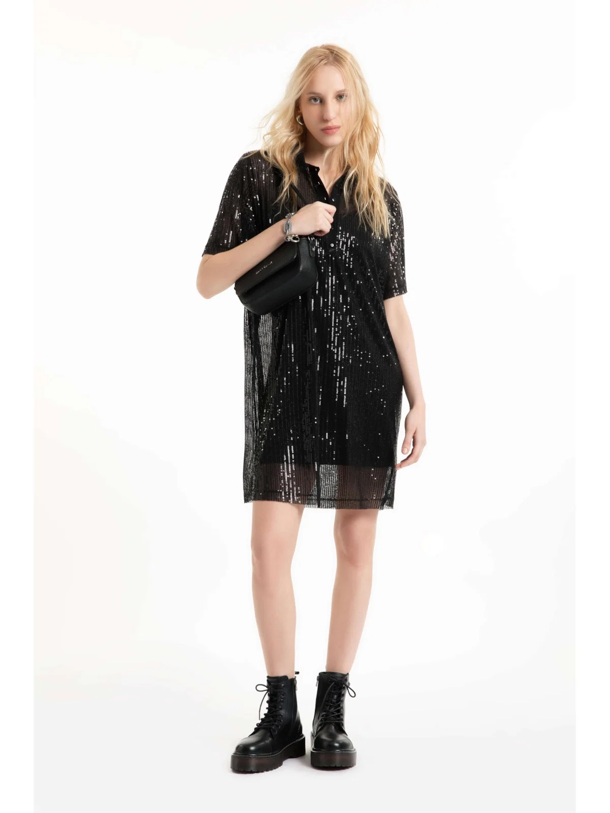 Vestido Ellus Piquet Boxy Dress Preto