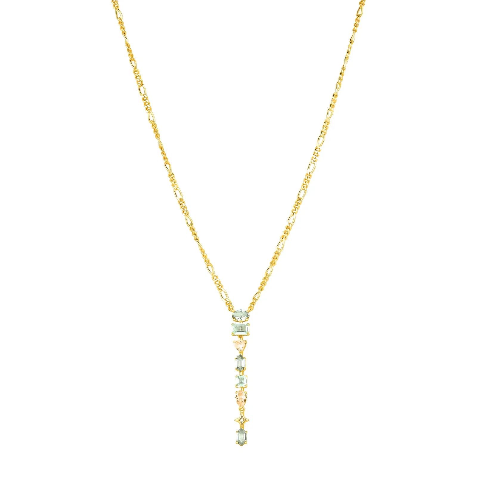 Colar Life Bellini em Prata 925 com Banho de Ouro Amarelo 18k, Pedras Verdes e Amarelas, 47cm — imagem 1