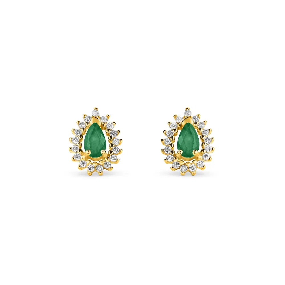 Brinco Classic Oriental em Ouro Amarelo 18k com Esmeralda e Diamantes — imagem 1