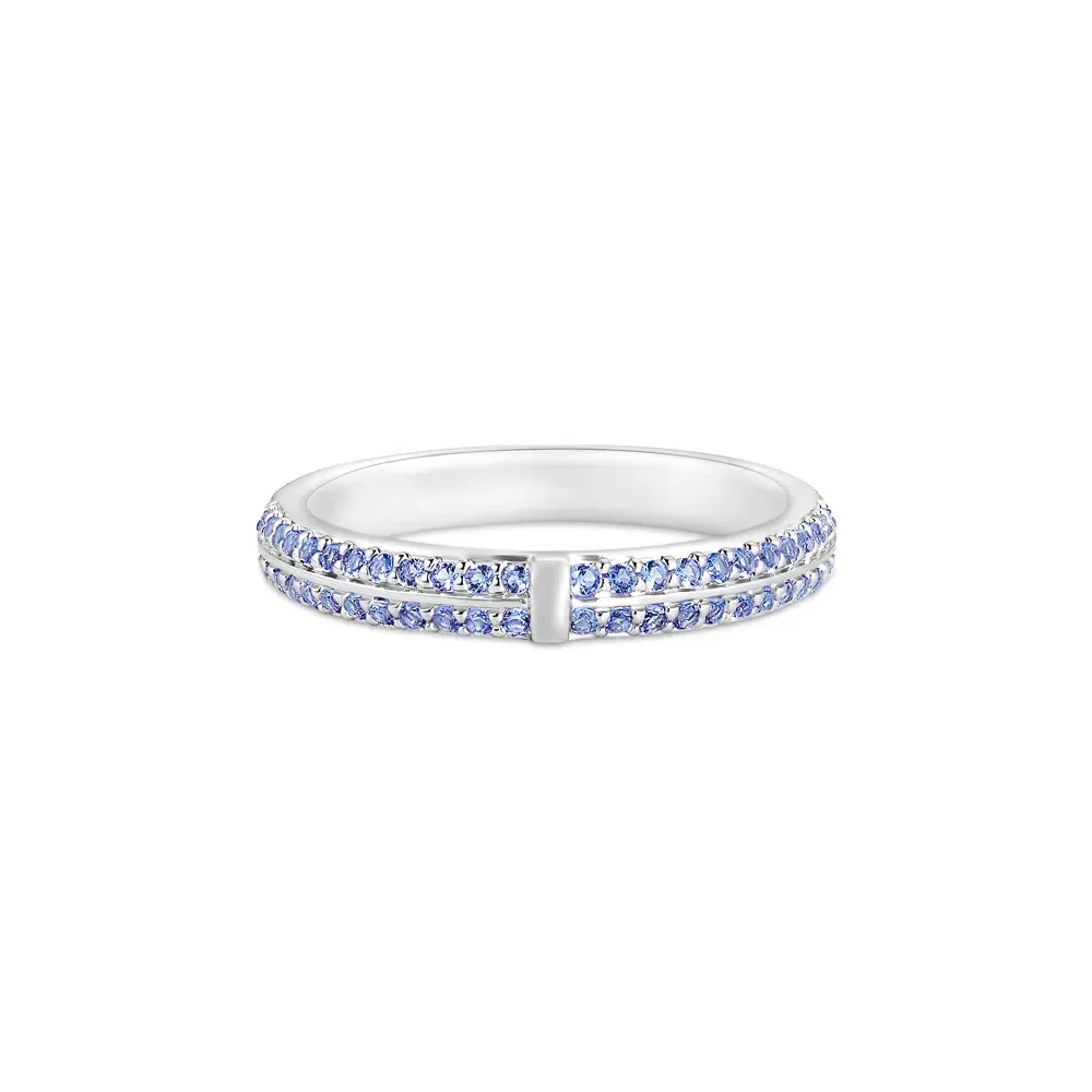 Anel Life Glam em Prata 925 com Pedras Azuis