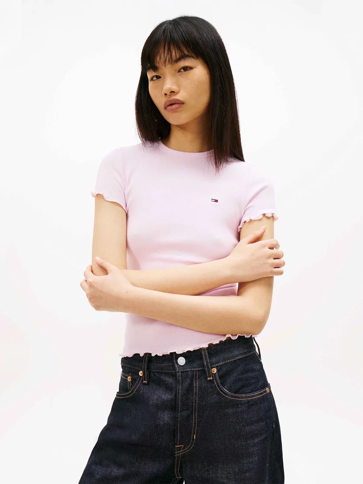 Camiseta Slim Barra Ondulada Acabamento — imagem 1