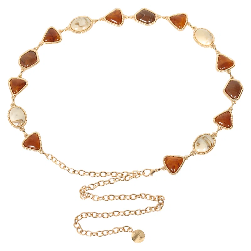 Cinto Feminino Metal Pedras Resinadas 2cm