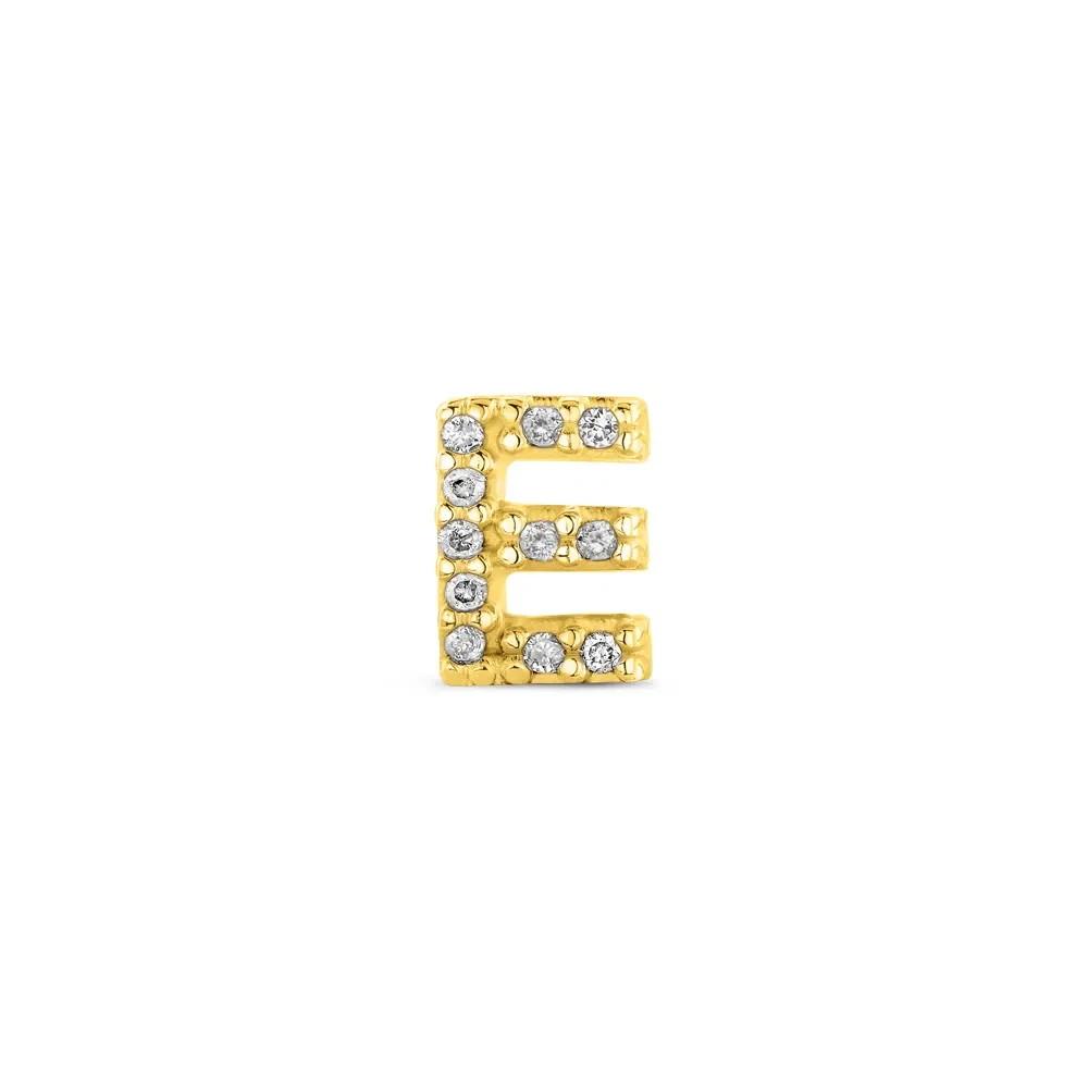 Brinco Único Letra E em Ouro Amarelo 18k com Diamantes — imagem 1