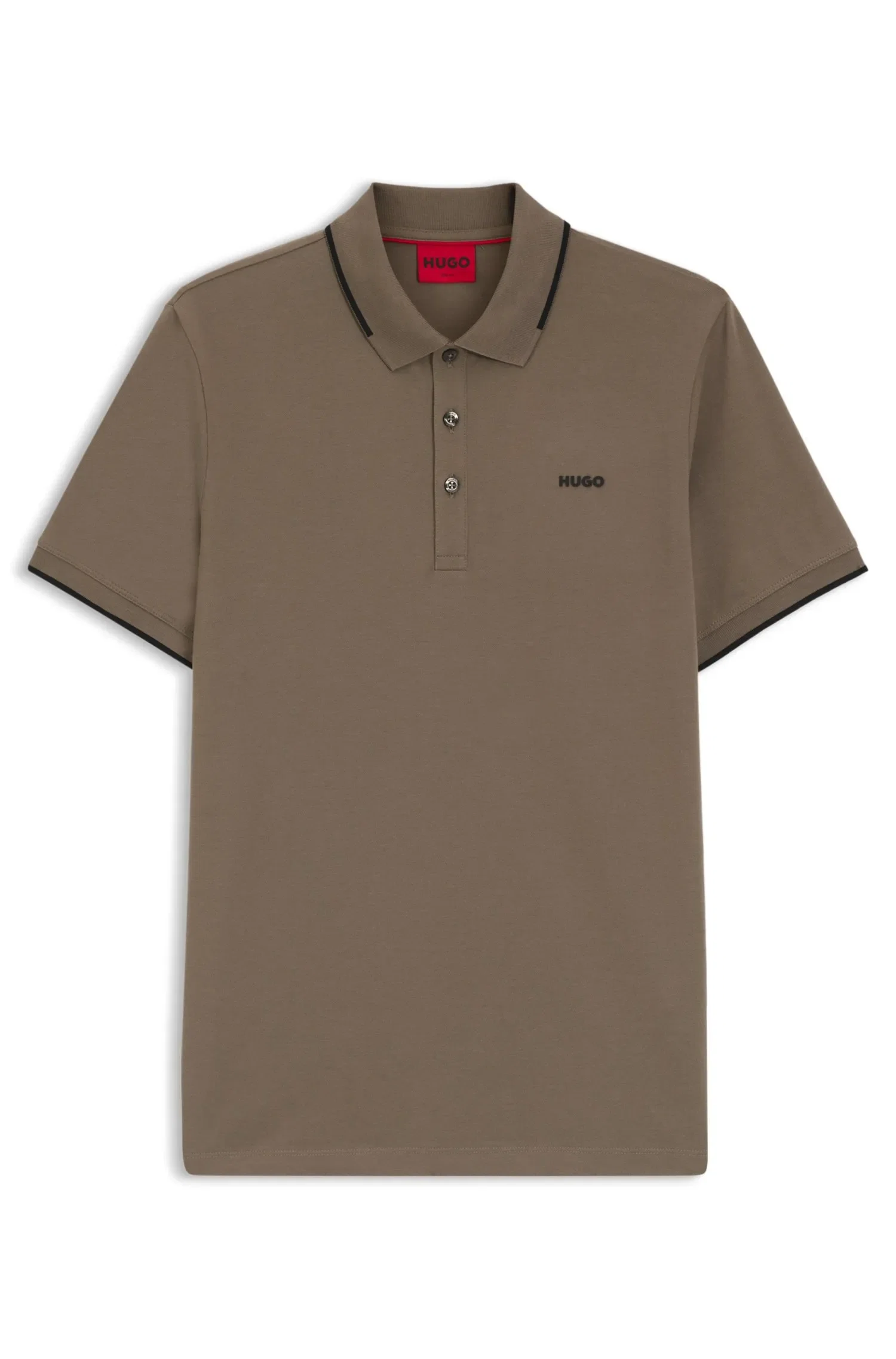 Polo Slim Fit De Algodão Elástico Com Logo Estampado