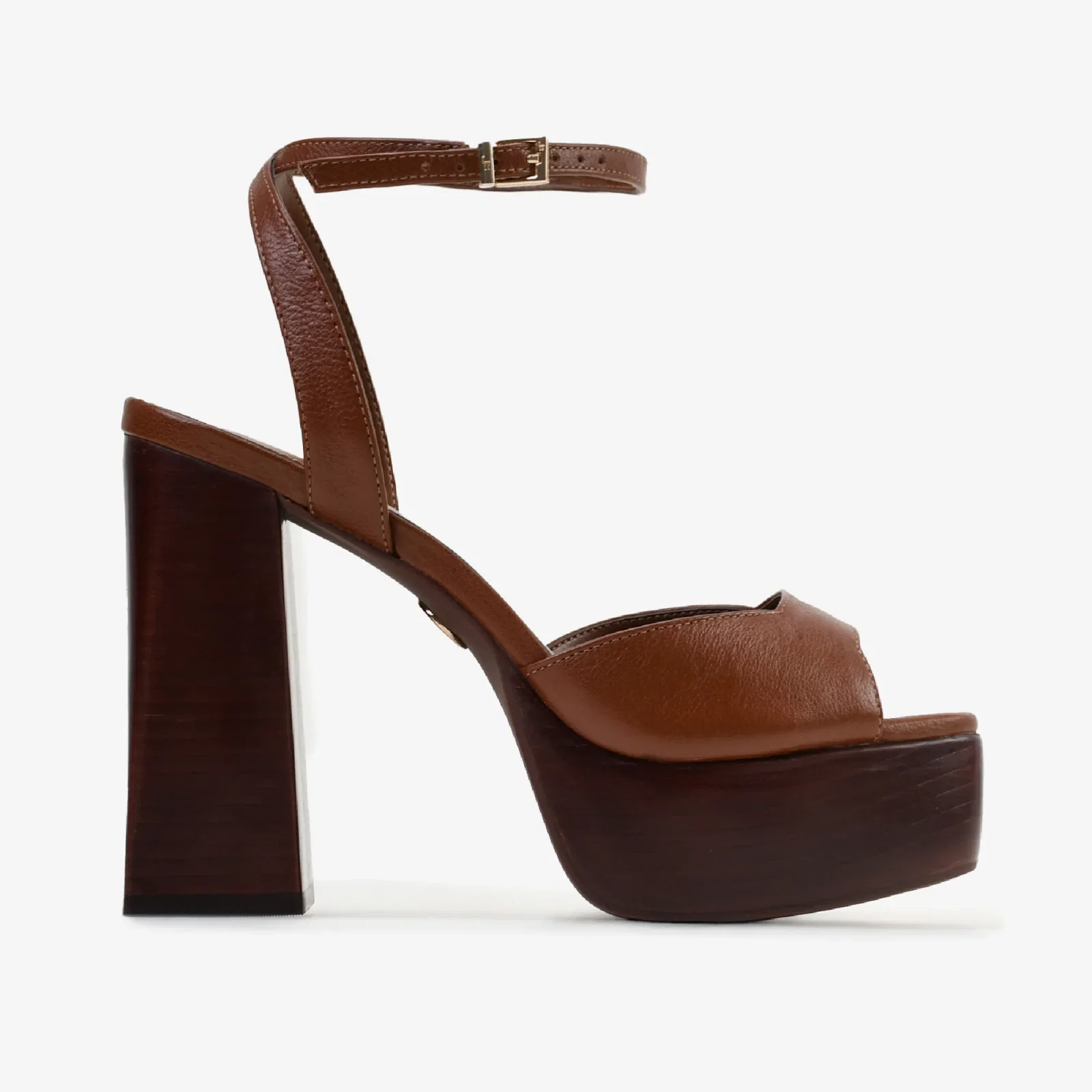 Sandália Plataforma Marrom Tabaco Couro