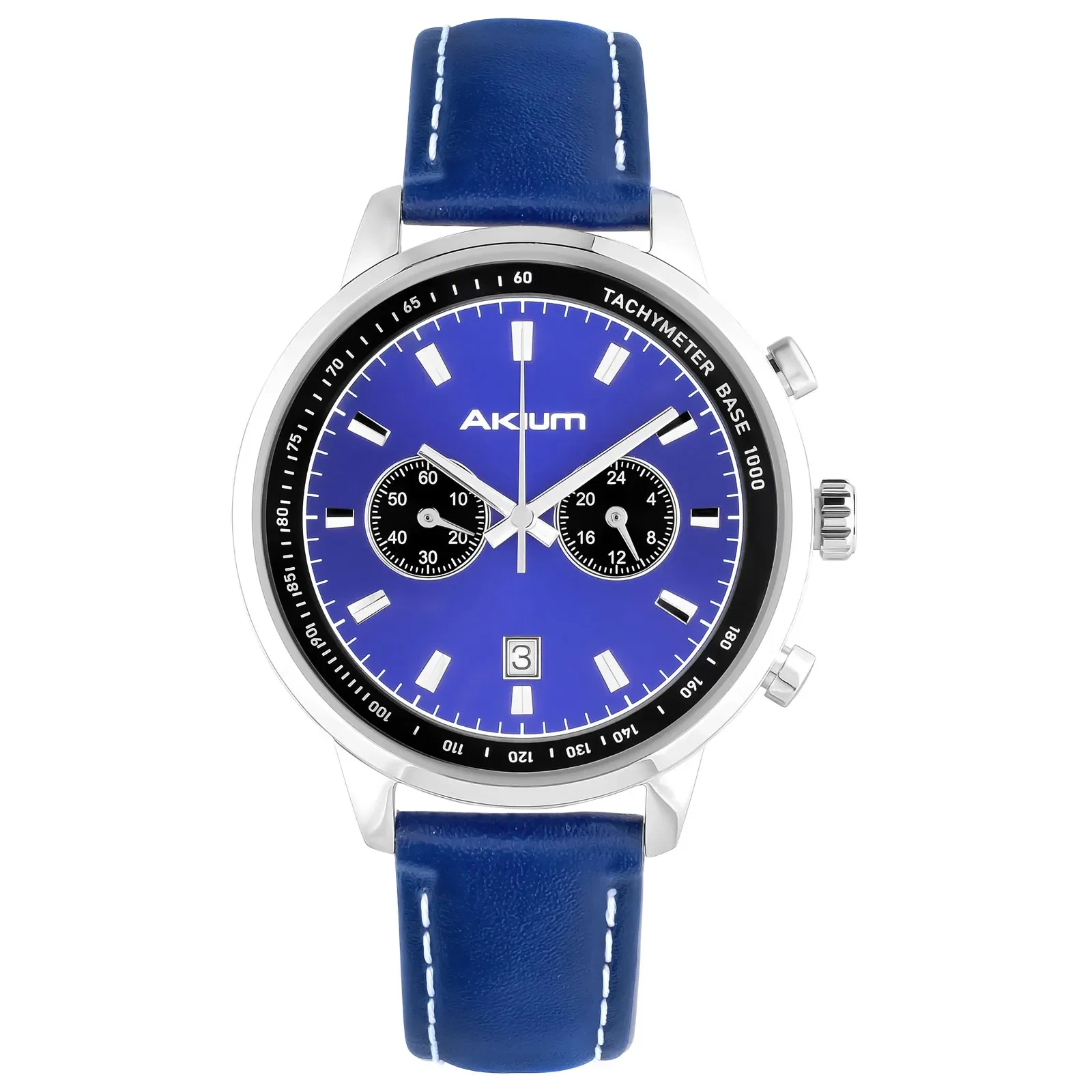 Relógio Akium Masculino Couro Azul — imagem 1