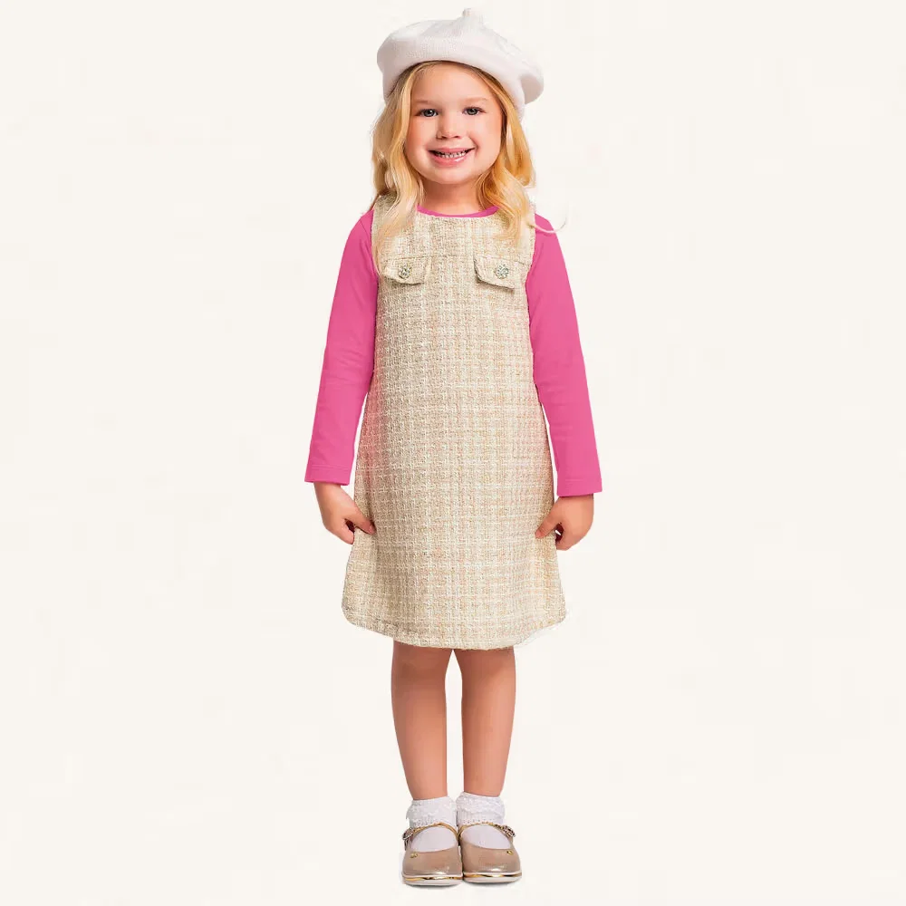 Conjunto blusa manga longa em cotton e vestido em Tweed — imagem 1