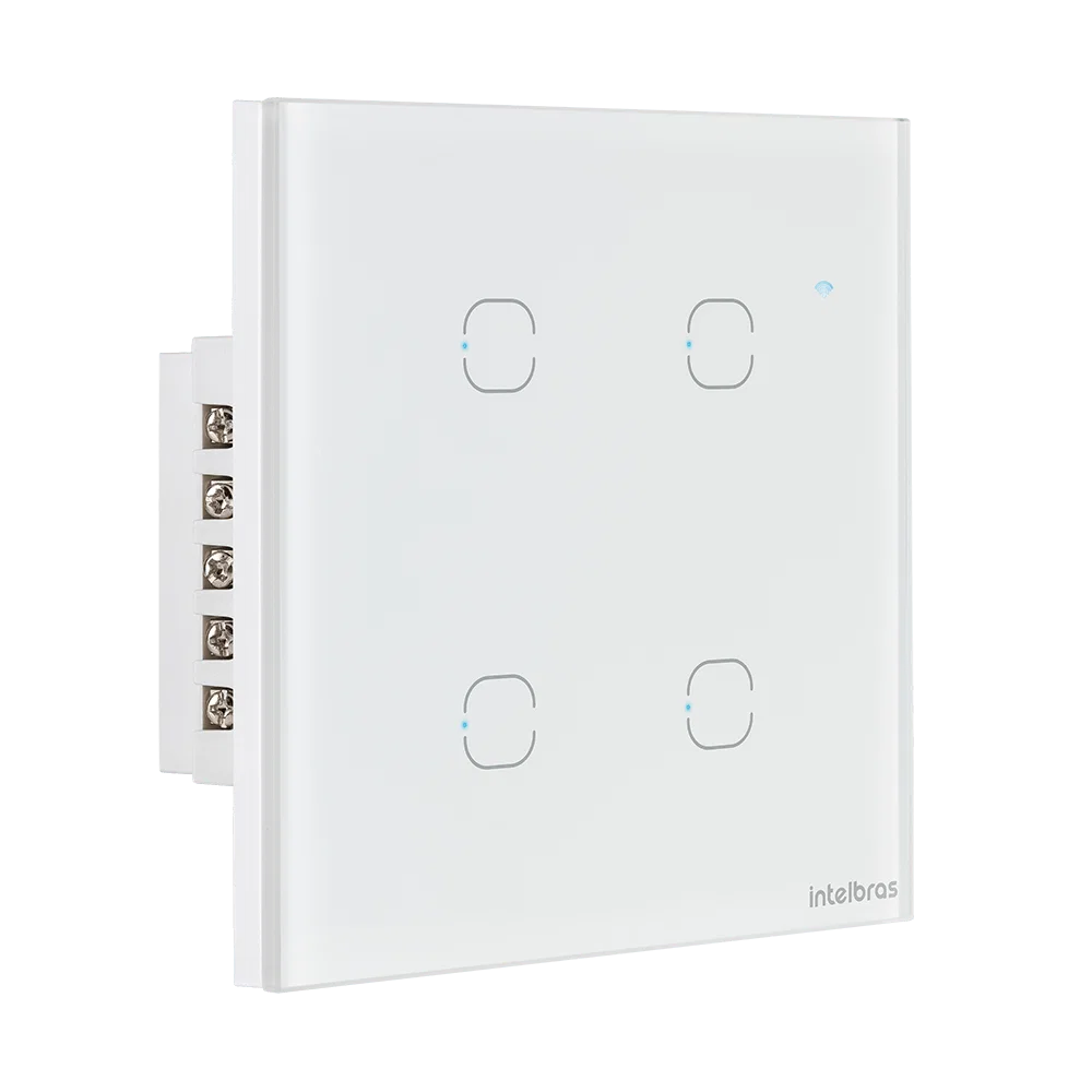 Interruptor inteligente Wi-Fi Touch 4 teclas Branco EIW 1004 Intelbras