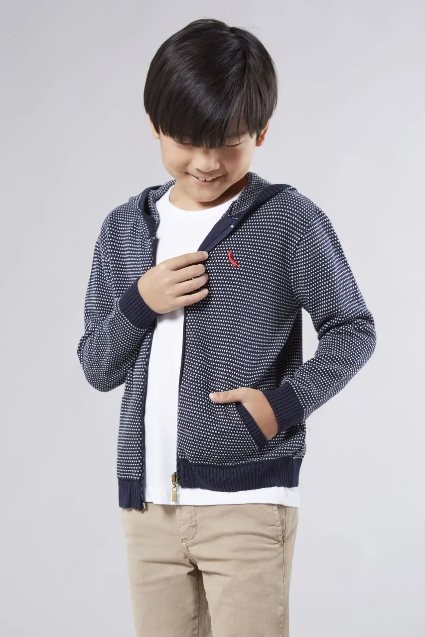 Casaco RESERVA MINI Capuz Tricot Poá — imagem 1
