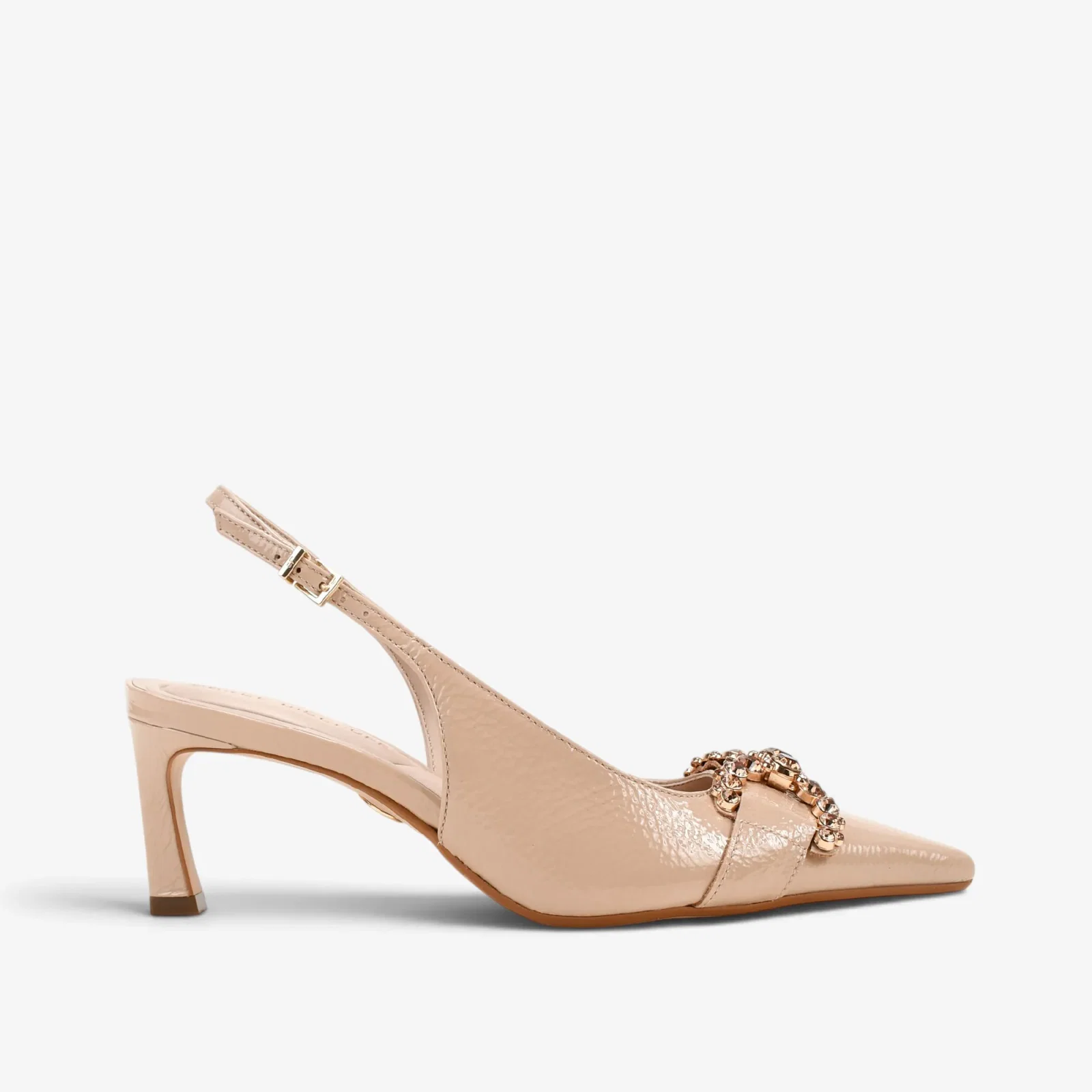 Slingback Nude Areia Verniz