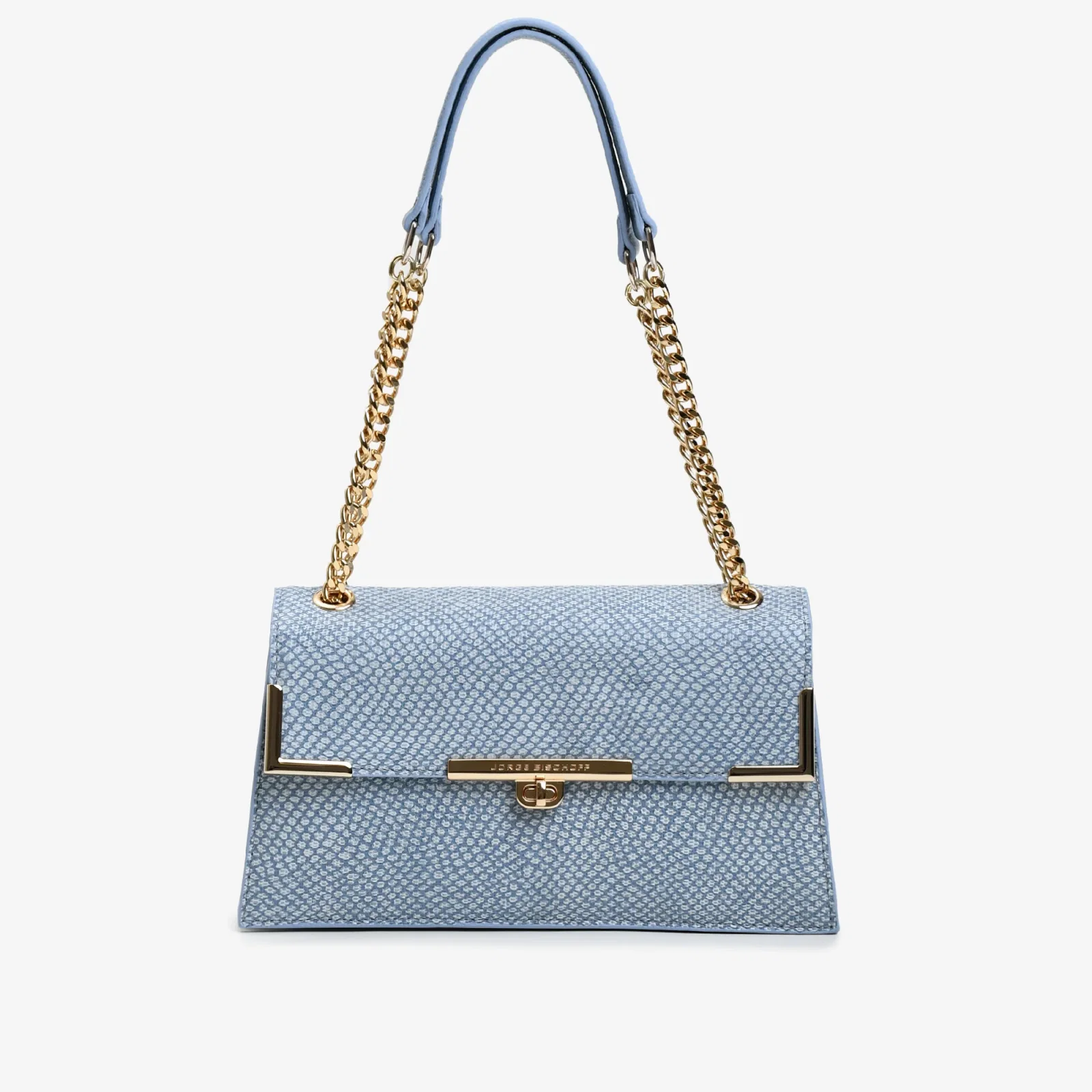 Bolsa De Ombro Azul Oceano Couro Snake