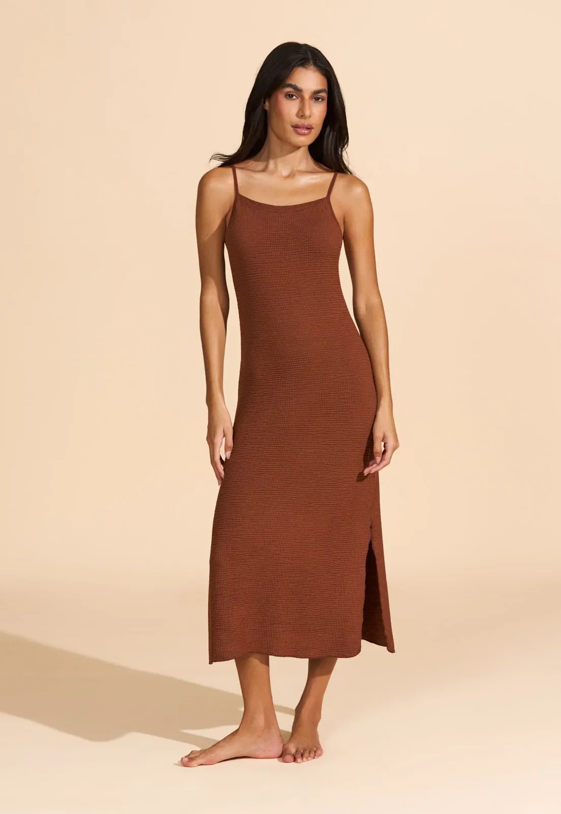 Slip Dress Midi de Visco Texture Recco