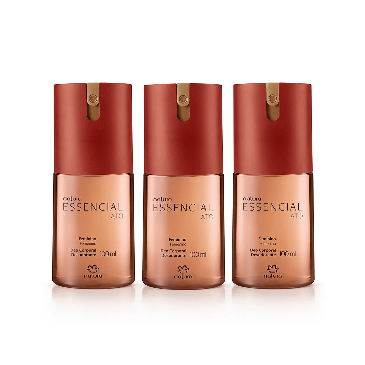 Kit Desodorante Corporal Feminino Essencial Ato 3 produtos de 100 ml