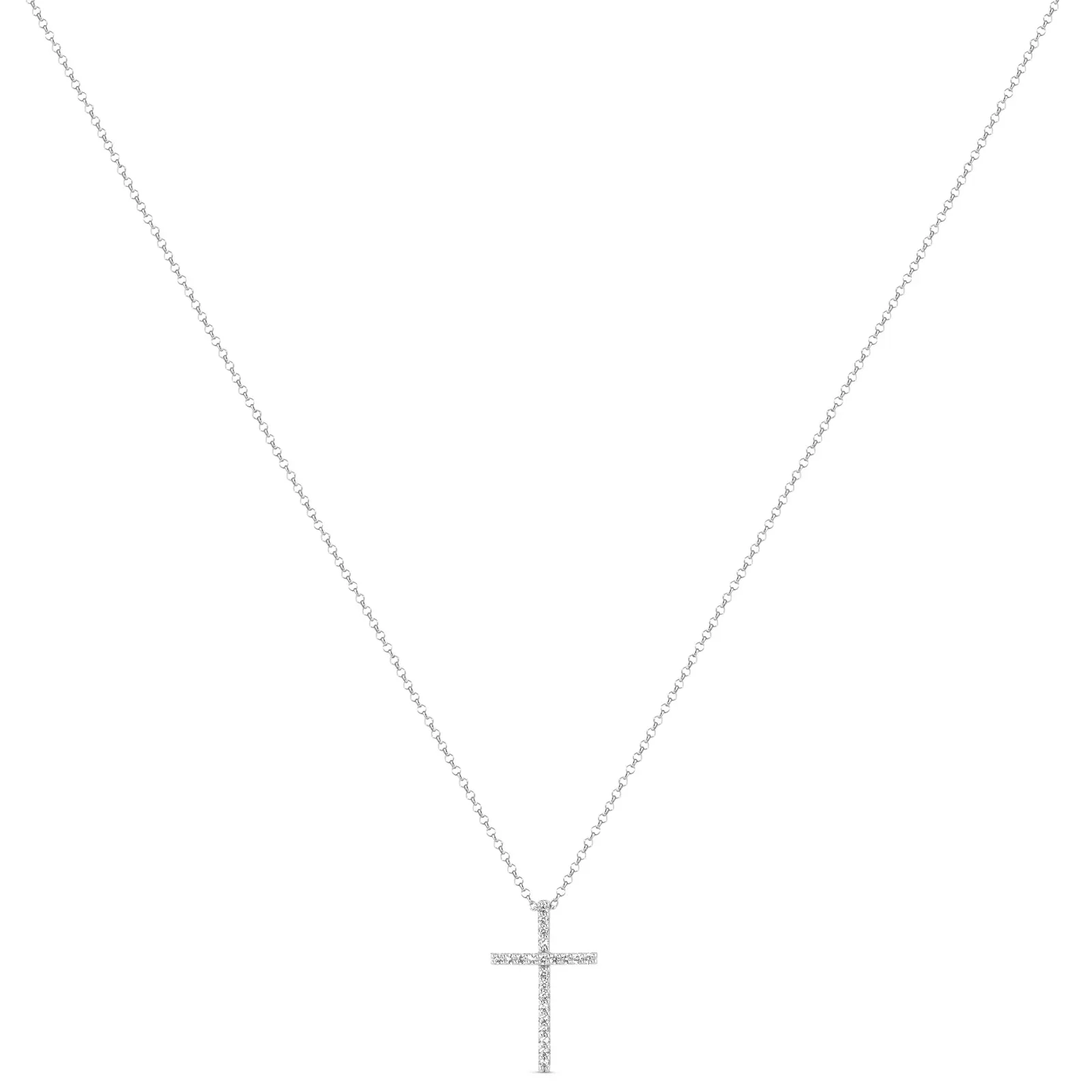 Colar Life Colors Cruz em Prata 925 com Pedras Incolores, 45cm — imagem 1