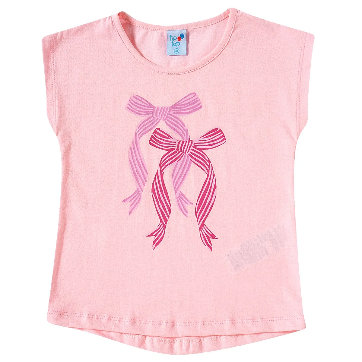Blusa Rosa Manga Curta Kids Meia Malha Tip Top