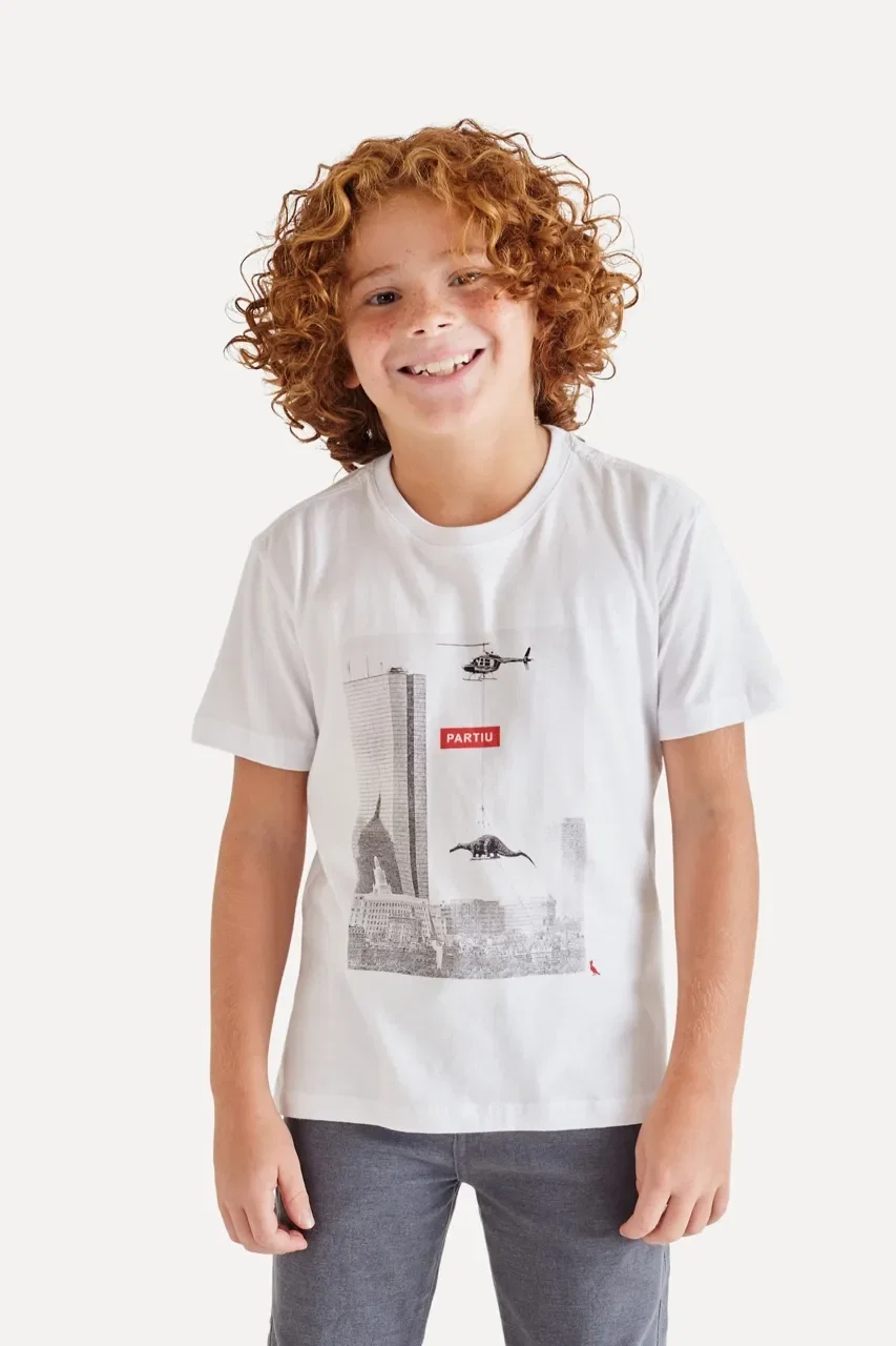 Camiseta Mini Sm Estampa Dino Partiu