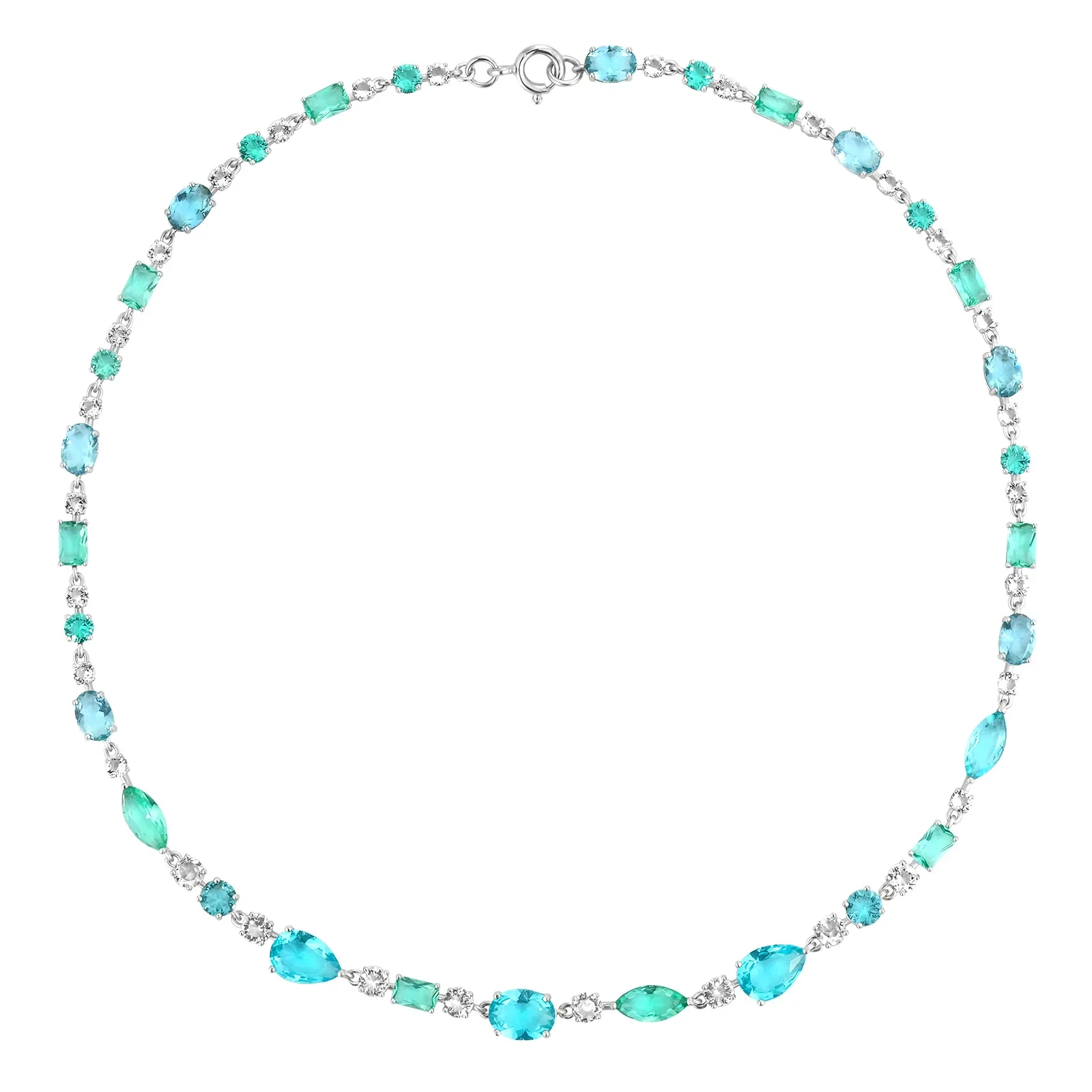 Colar Life Colors II em Prata 925 com Cristais Verdes e Azuis — imagem 1