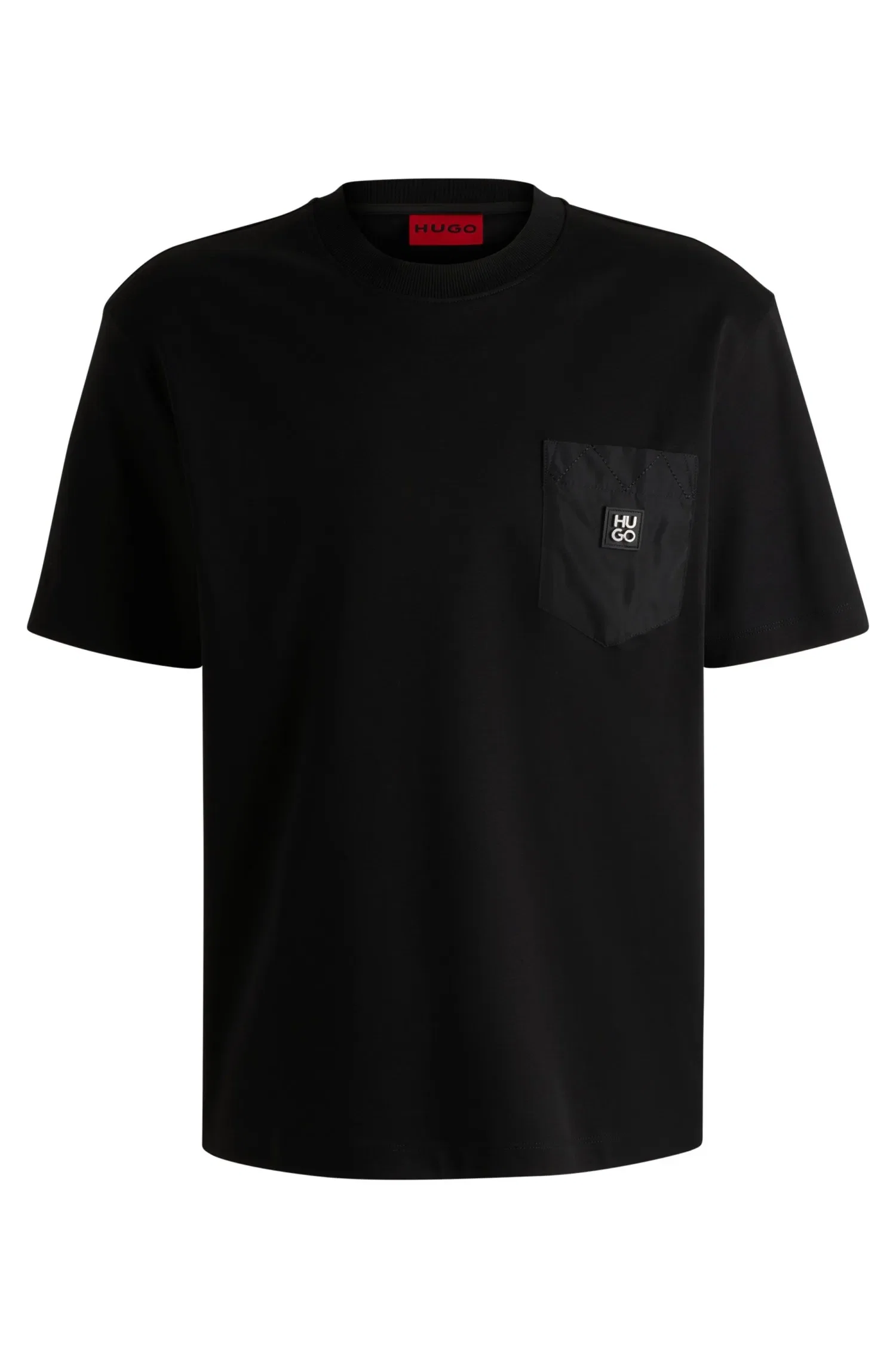 Camiseta De Algodão Interlock Com Bolso Contrastante