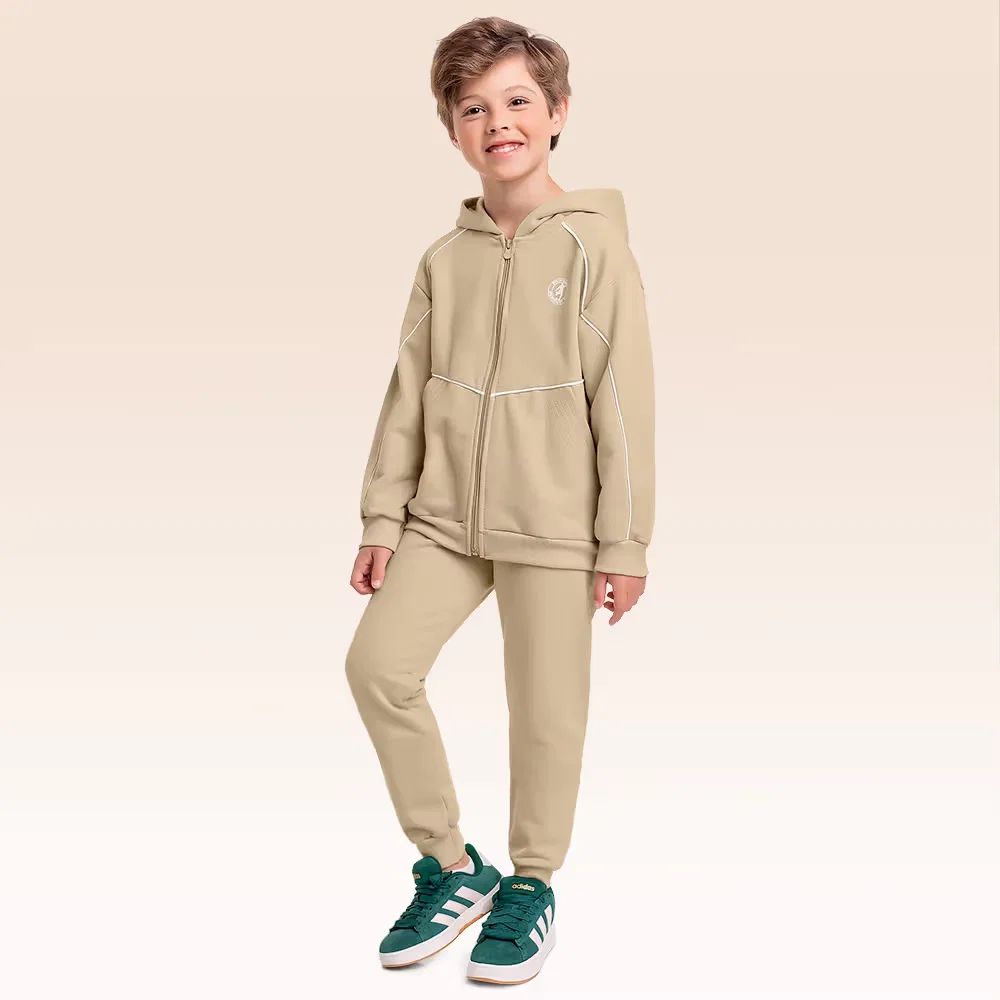 Conjunto jaqueta com capuz e calça