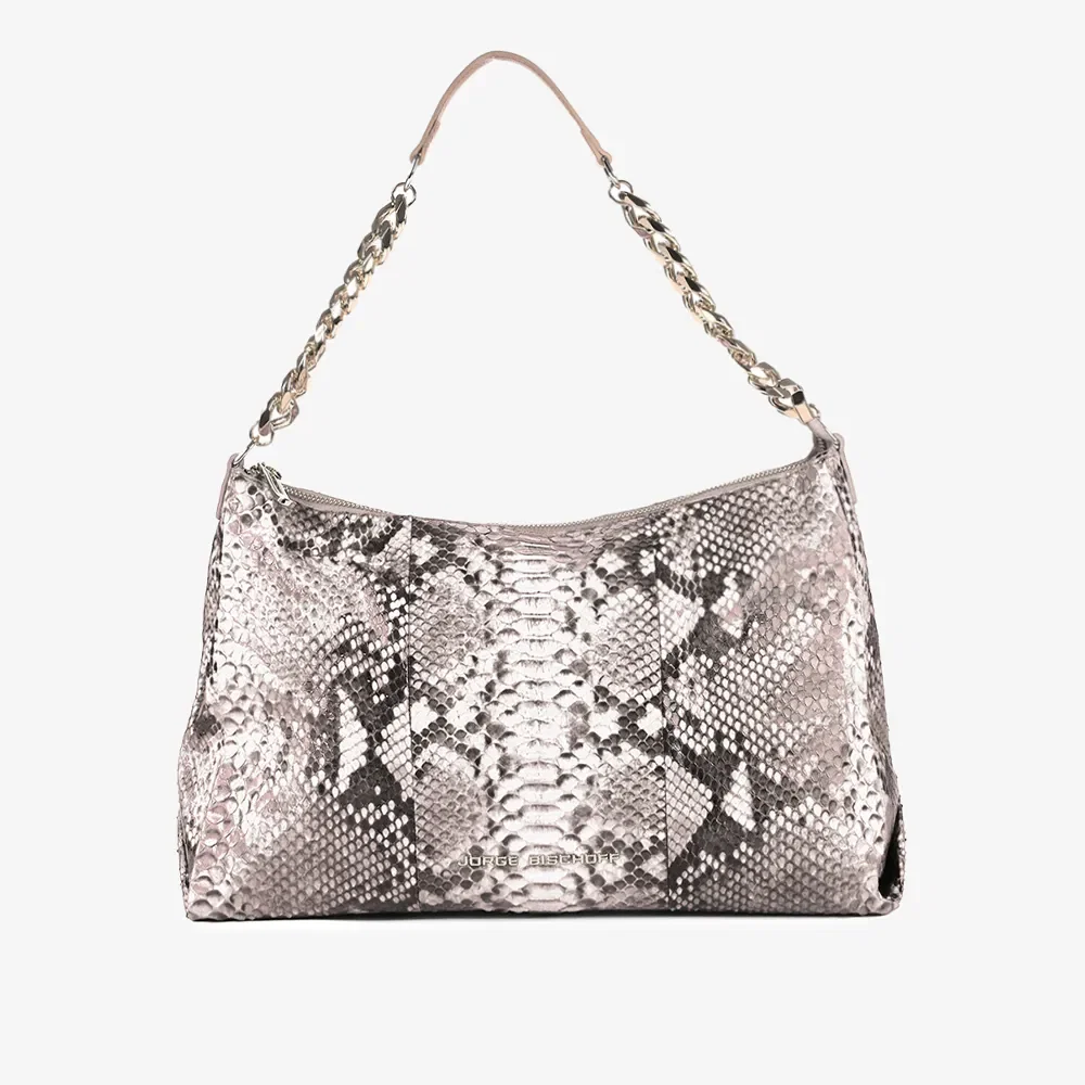 Bolsa De Ombro Nude Natural Cobra Python