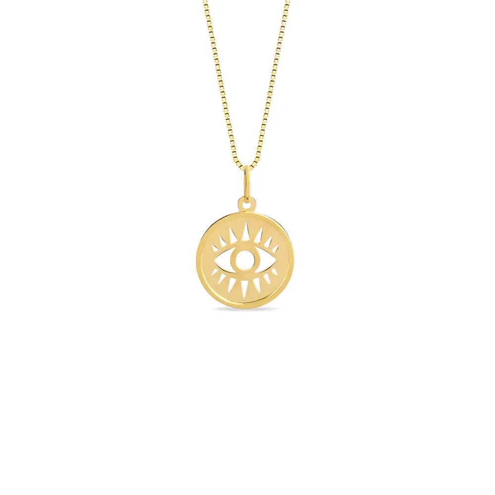 Pingente Medalha Olho em Ouro Amarelo 18k, 21.5mm — imagem 1