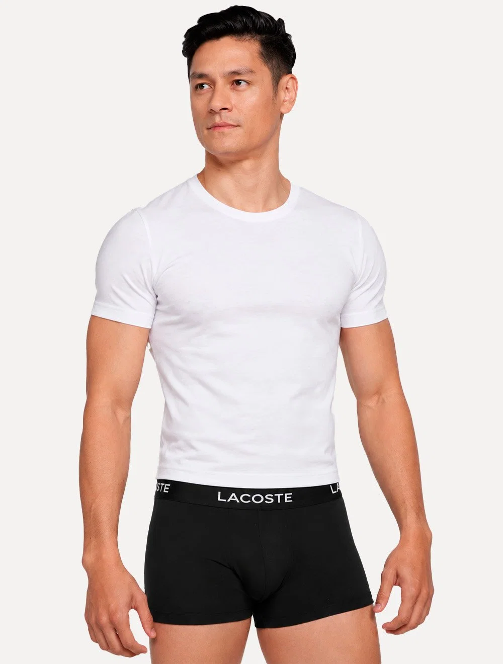 Cueca Lacoste Masculina Trunk Boxer Lettered Waist Preta 1UN
