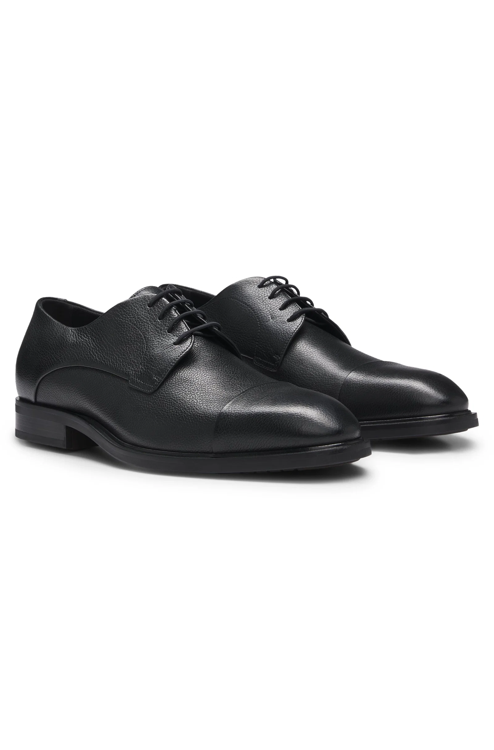 Sapatos Derby Em Couro Granulado