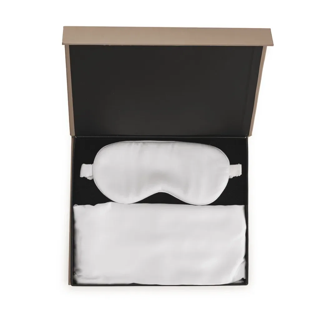 Kit Fronha e Tapa Olho em Cetim de Bambu Sonata Branco