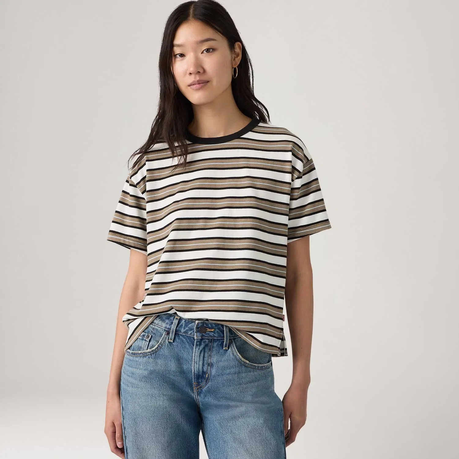 Camiseta Levi's® Vintage Listrada Branca Manga Curta — imagem 1
