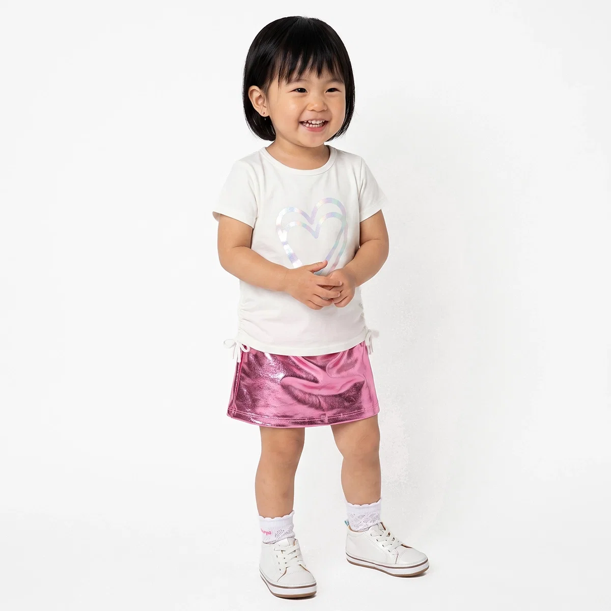 Shorts Saia Toddler Rosa Malha Lamê Tip Top