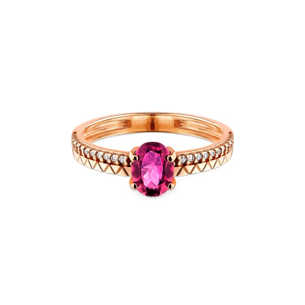 Anel Icona em Ouro Vivara 18k com Rodolita e Diamantes — imagem 1