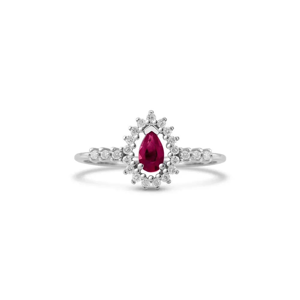 Anel Classic Oriental em Ouro Branco 18k com Rubi e Diamantes — imagem 1