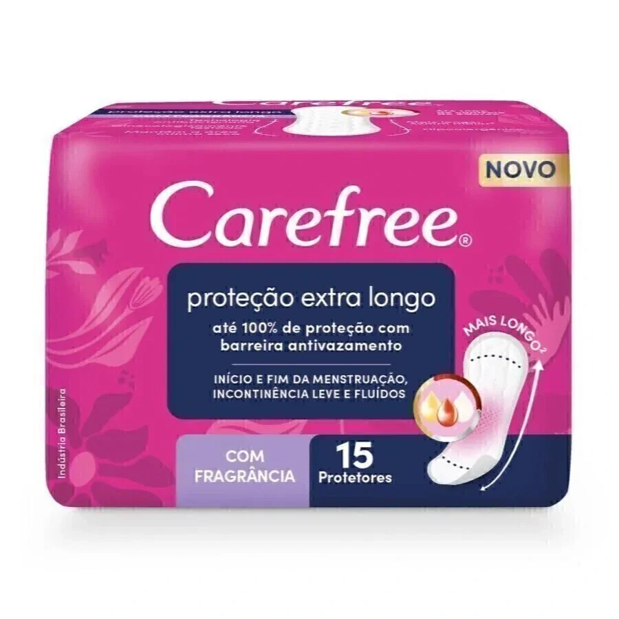 Protetor Diário Carefree Proteção Extra Longo com Fragrância 15 Unidades