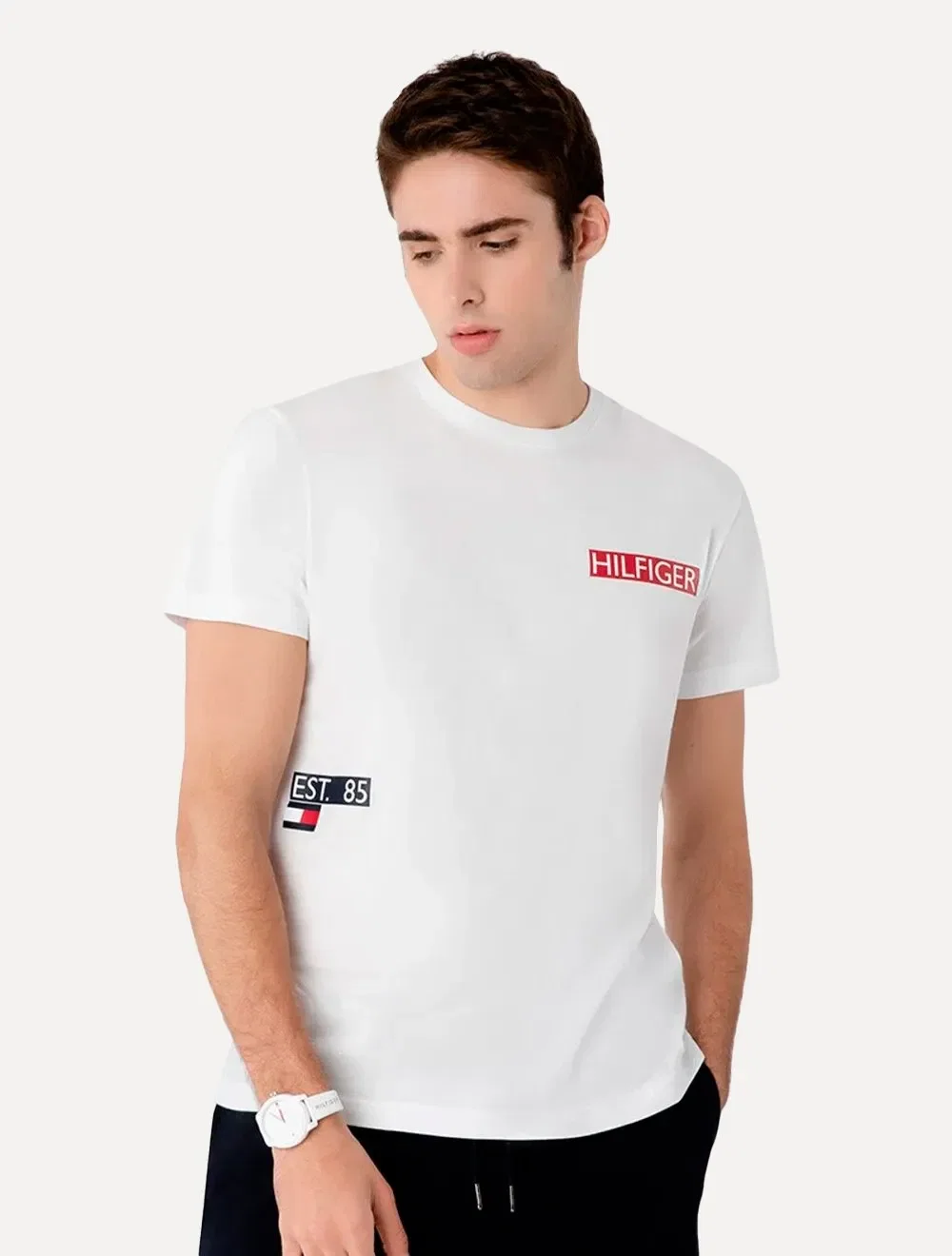 Camiseta Tommy Hilfiger Masculina Rectangle Space Branca — imagem 1