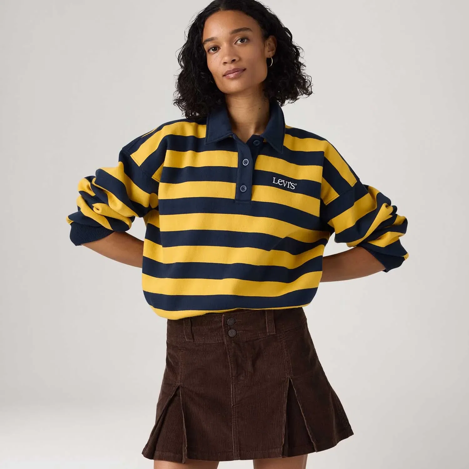 Moletom Polo Levi's® Vintage Rugby Fleece Listrada Amarelo Manga Longa — imagem 1