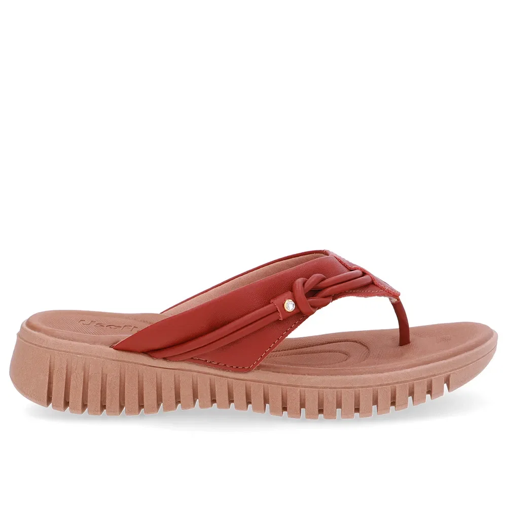 Chinelo Marrom Couro Tira Enfeite — imagem 1