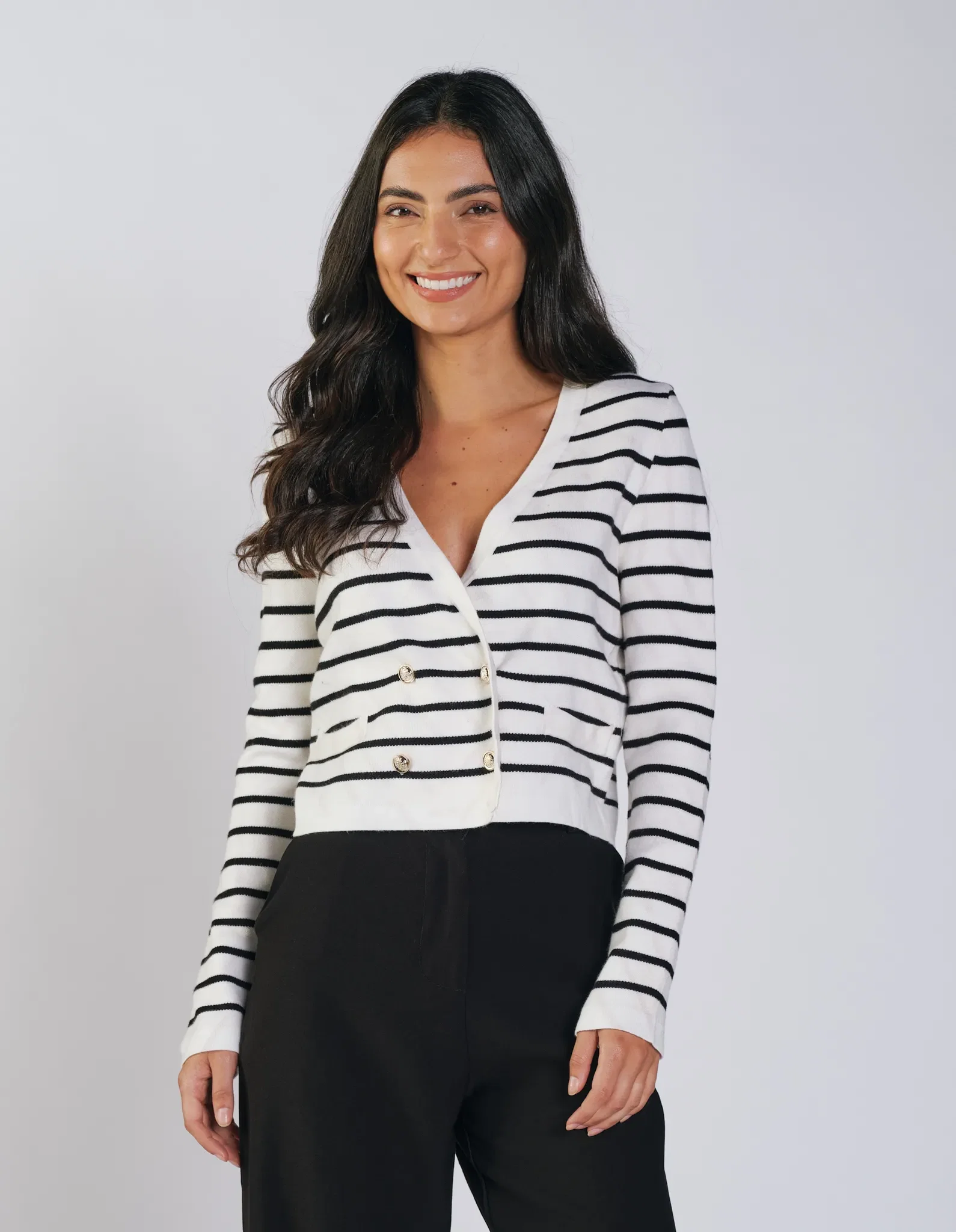 Cardigan Listras Transpassado - Branco