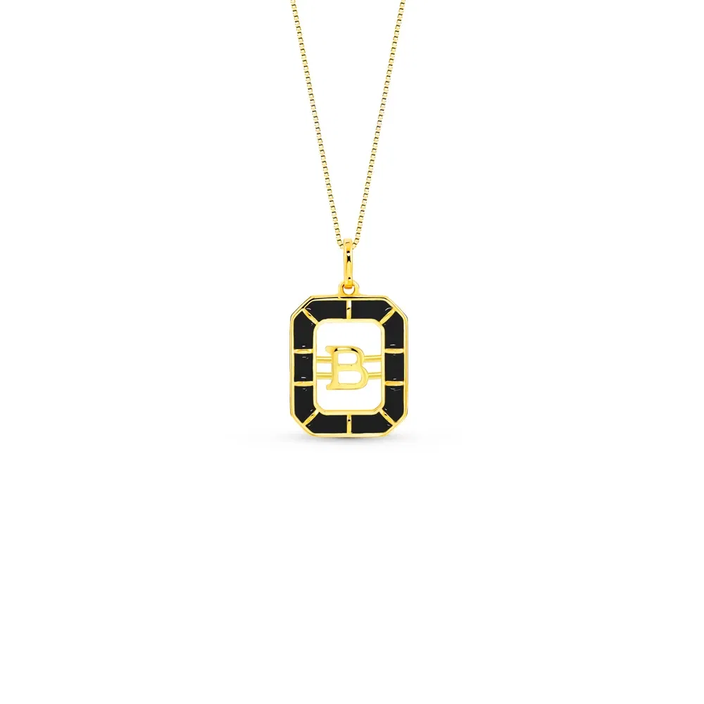 Pingente Alfabeto Letra B em Ouro Amarelo 18k com Esmalte, 14mm — imagem 1