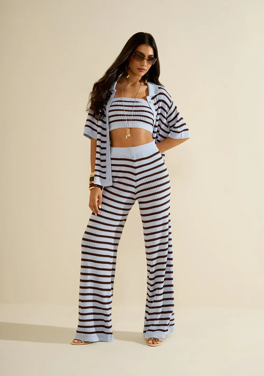 Calça Morena Rosa Wide Alta Azul Escuro — imagem 1