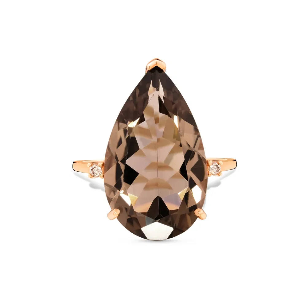 Anel Lenda em Ouro Rosé 18k com Quartzo Fumê e Diamantes, 0,03ct — imagem 1