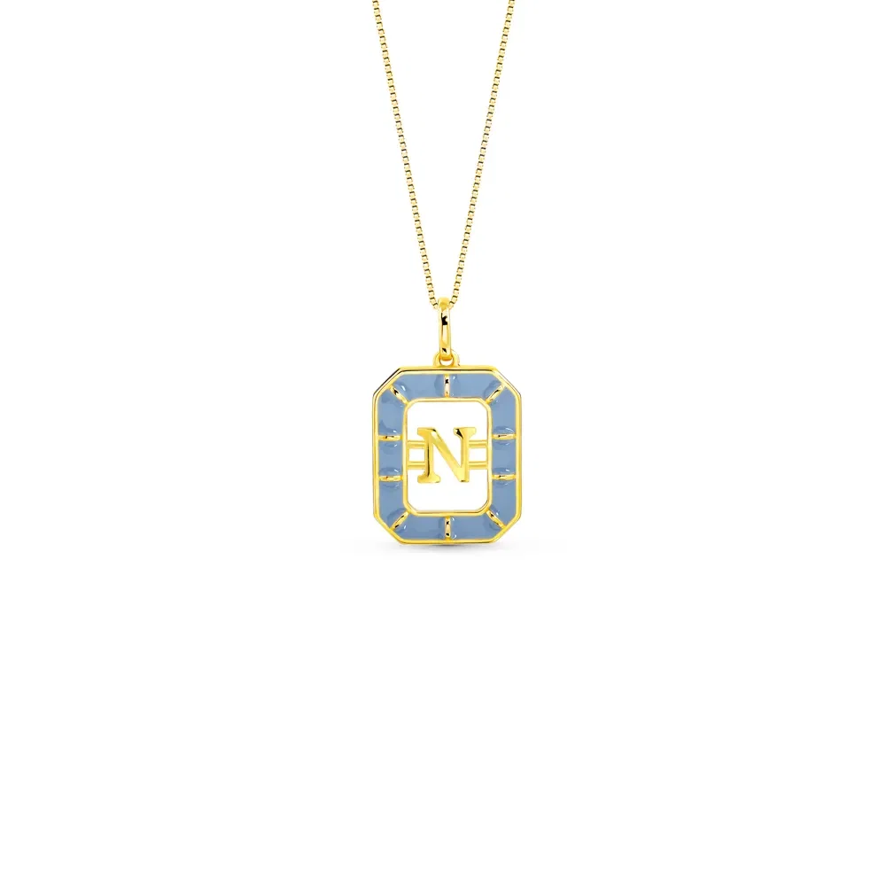 Pingente Alfabeto Letra N em Ouro Amarelo 18k com Esmalte, 14mm — imagem 1