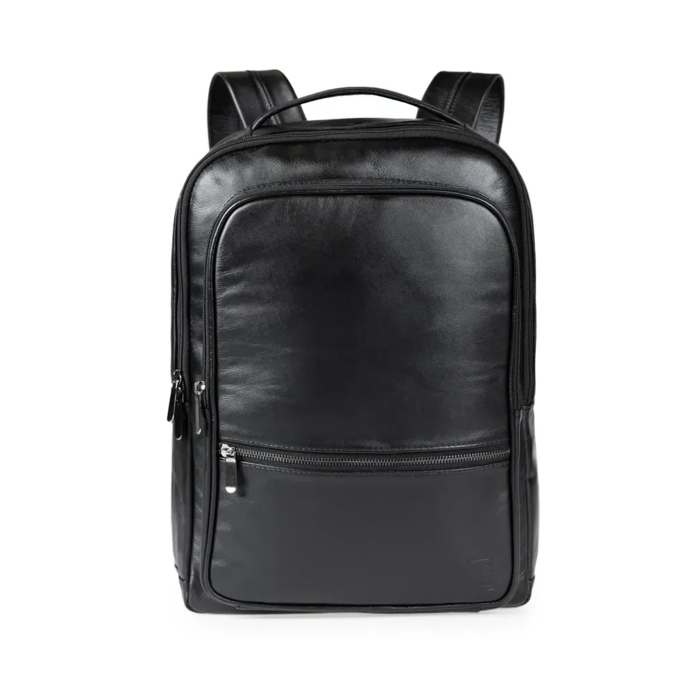 Kit Mochila Masculina Executiva de Couro para Notebook Joá Preto + Carteira Vertical Masculina de Couro Joá Preta