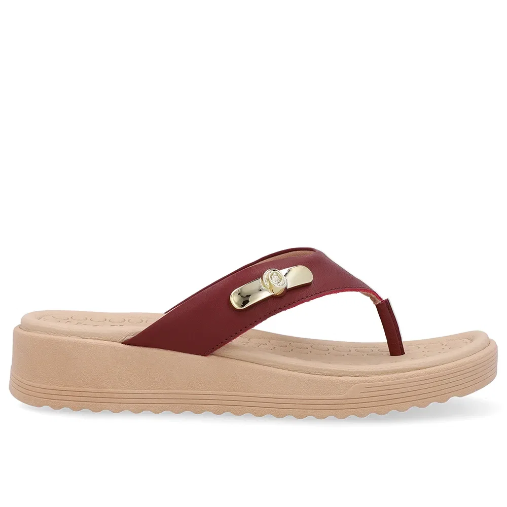 Chinelo Salto Baixo Couro Vermelho — imagem 1