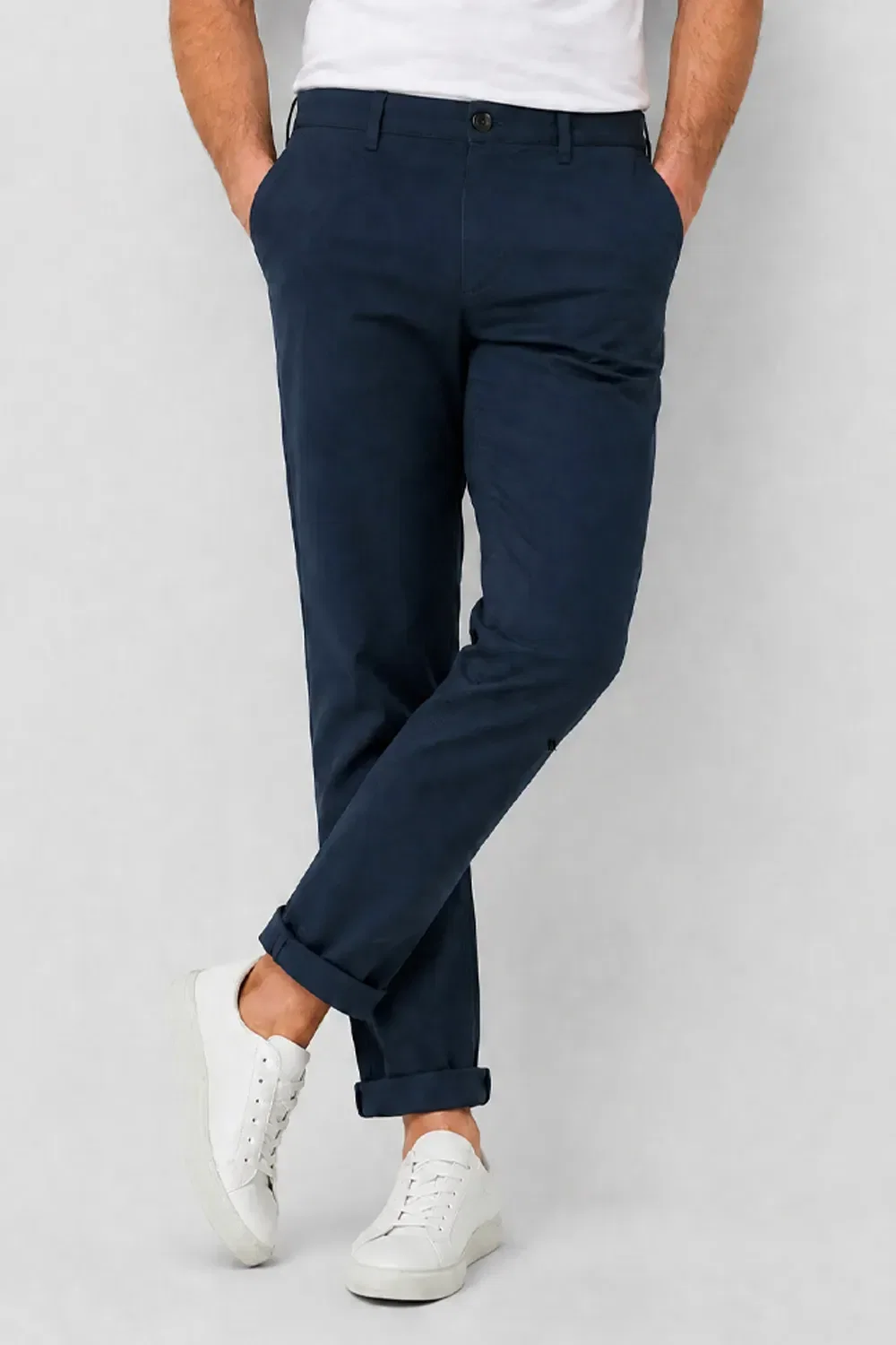 Calça Masculina Reta Confort Em Sarja - Marinho