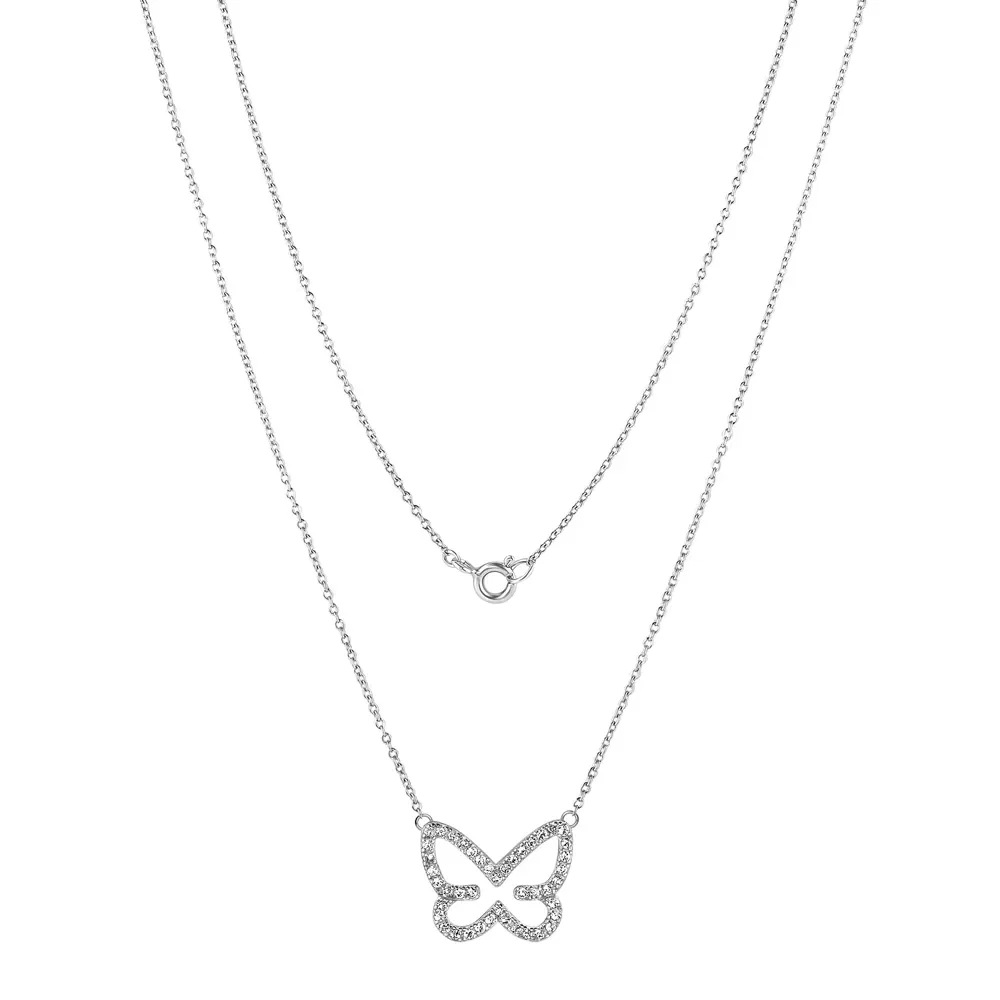 Colar Petit Borboleta em Prata 925 com Topázios Incolores, 45cm — imagem 1