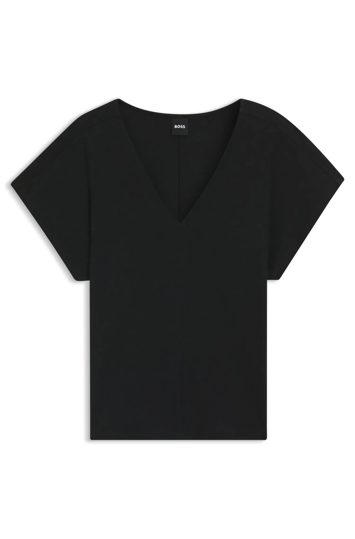 Top De Gola Em V Em Crepe De Algodão