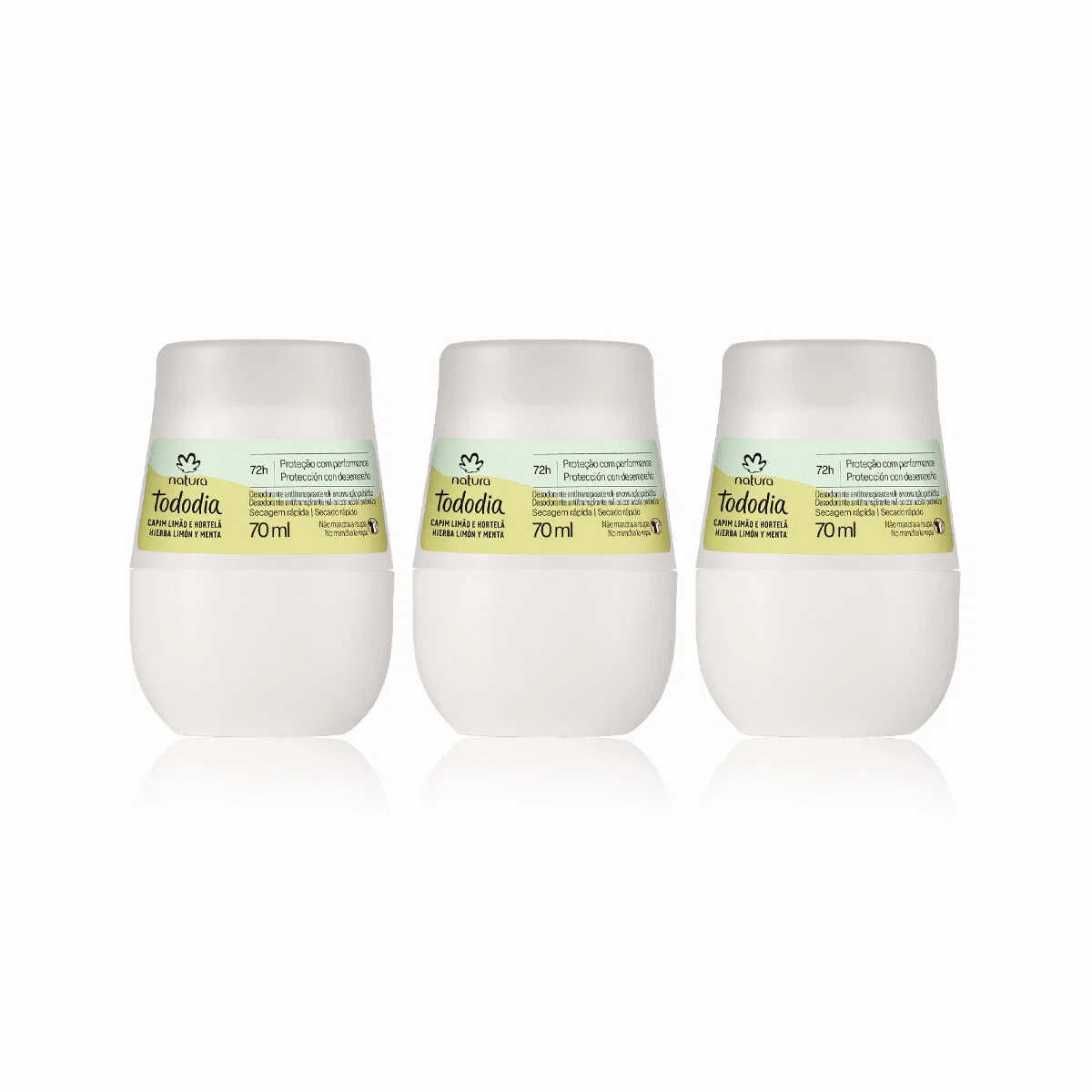 Kit Desodorante Antitranspirante Roll-on Tododia Capim Limão e Hortelã (3 unidades)