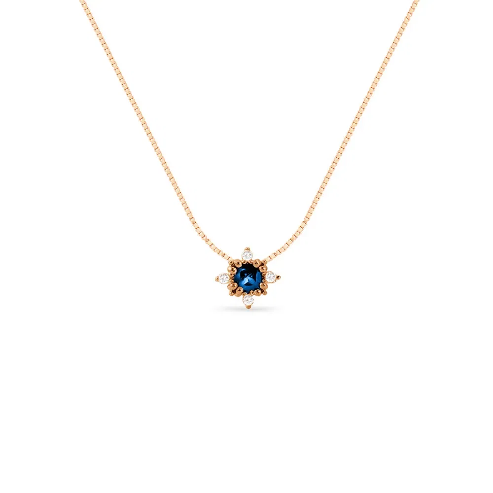 Pingente Dengosa em Ouro Rosé 18k com Topázio London e Diamantes, 4mm — imagem 1