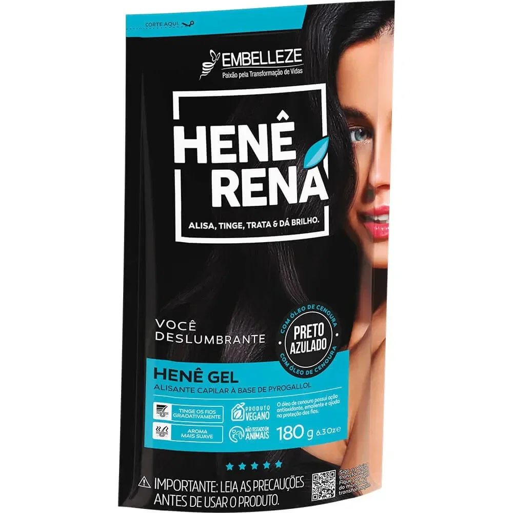 Henê Gel Rená Preto Azulado 180g