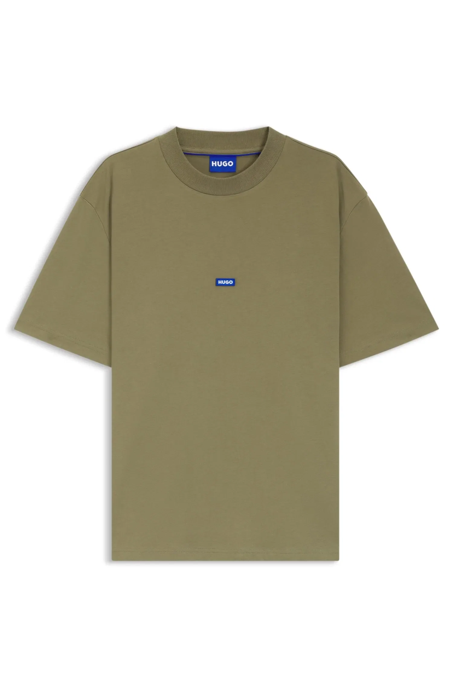 Camiseta De Algodão Com Emblema E Logo Azul